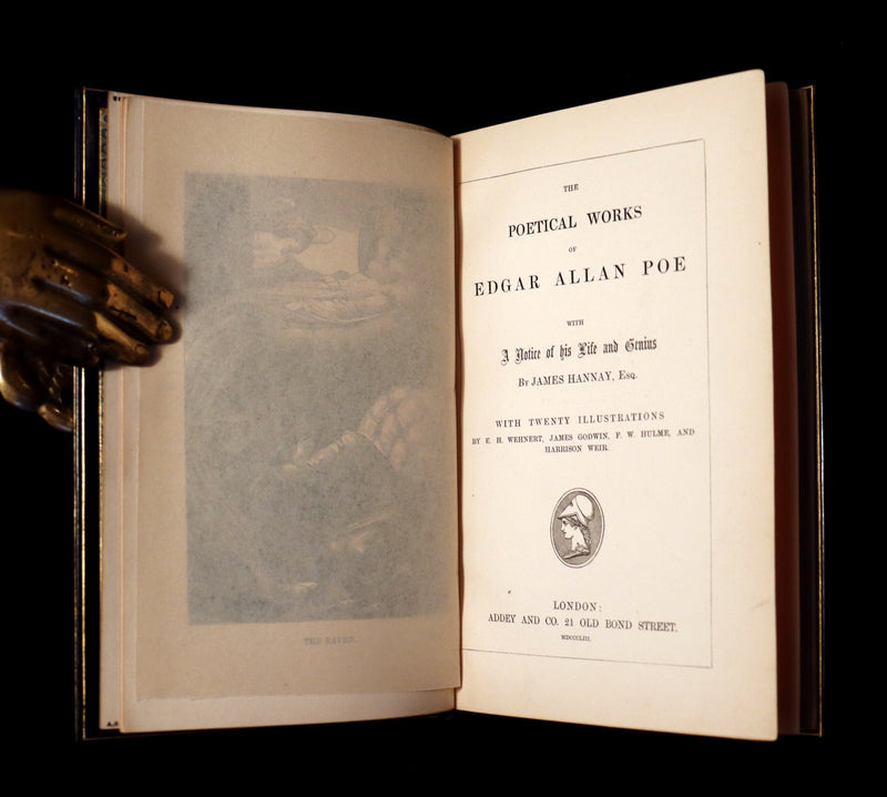 1853 Scarce Fine Book - The Poetical Works of EDGAR ALLAN POE bound by SANGORSKI & SUTCLIFFE.