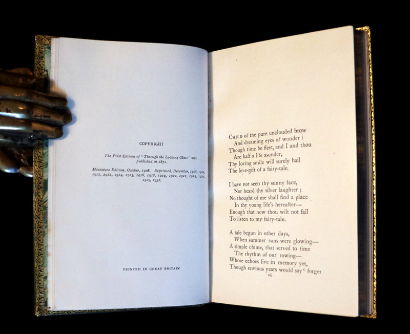 1931 "Miniature Edition" bound by RIVIERE - Through the Looking-Glass and What Alice Found There by Lewis Carroll.
