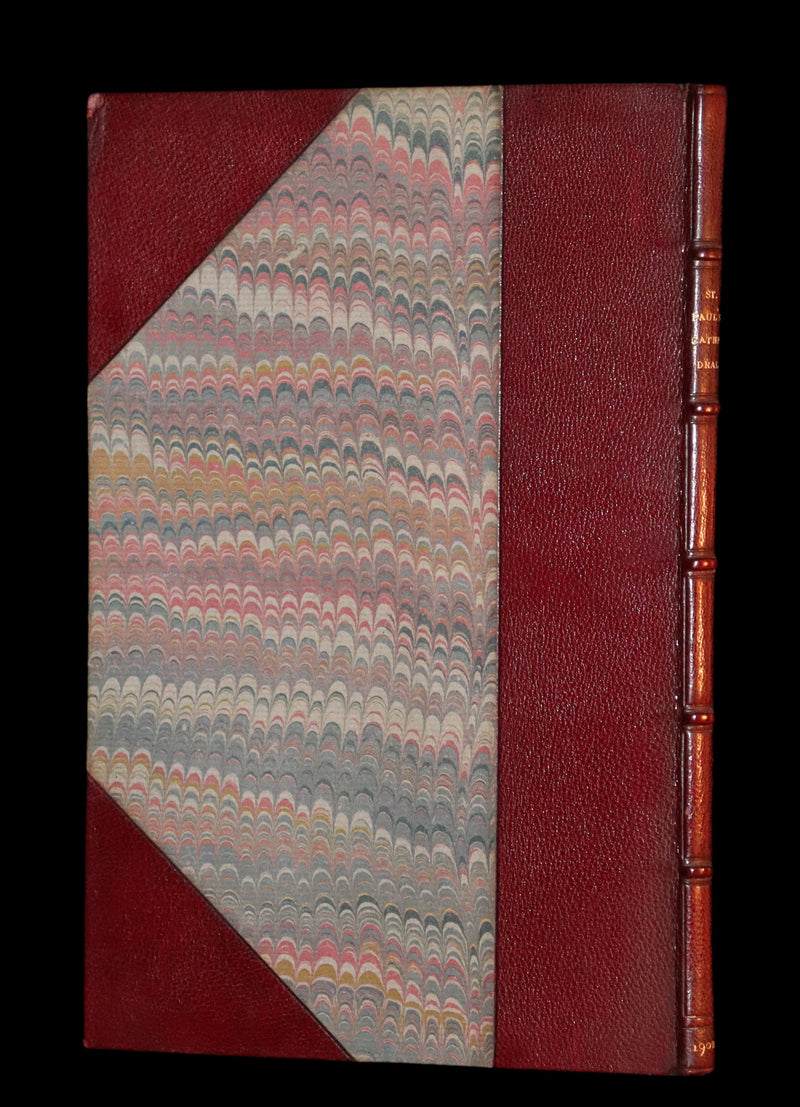 1902 Scarce First Edition Bound by Sangorski - St. Paul's Cathedral Authorized Guide with 4 Plans.