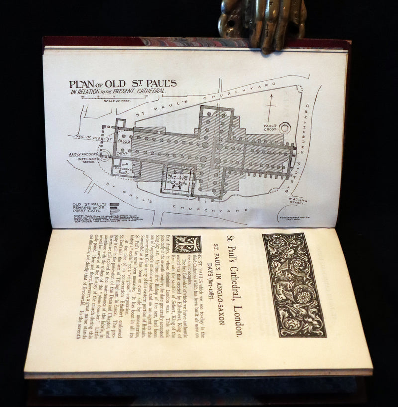 1902 Scarce First Edition Bound by Sangorski - St. Paul's Cathedral Authorized Guide with 4 Plans.