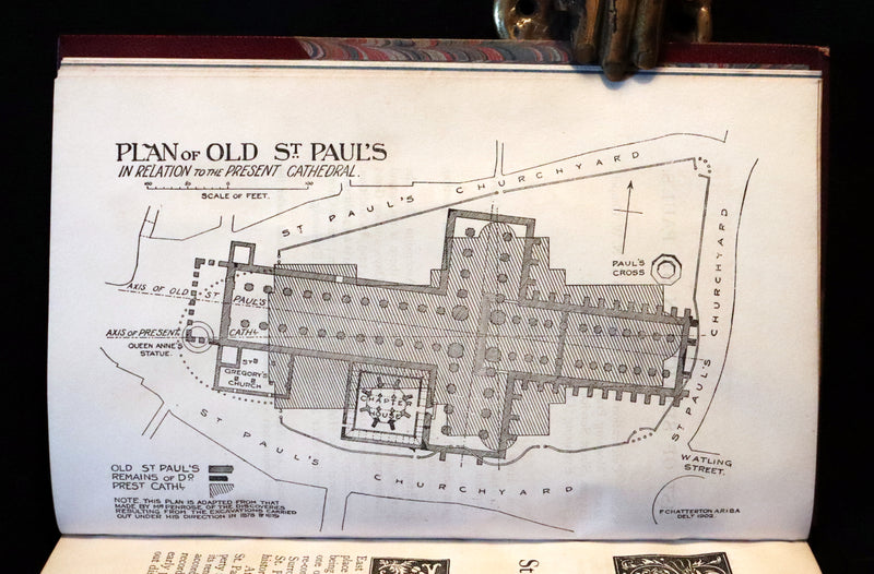 1902 Scarce First Edition Bound by Sangorski - St. Paul's Cathedral Authorized Guide with 4 Plans.