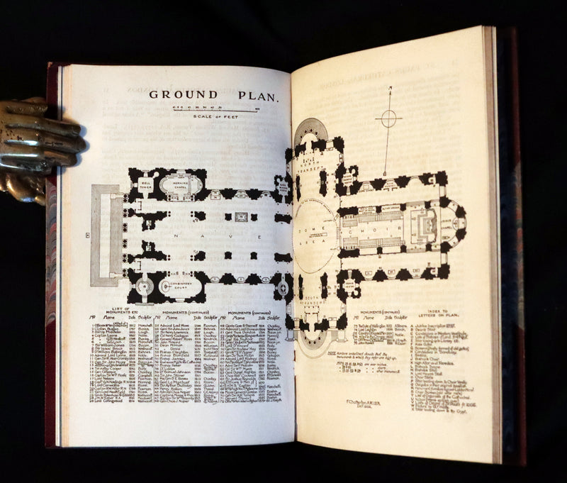 1902 Scarce First Edition Bound by Sangorski - St. Paul's Cathedral Authorized Guide with 4 Plans.