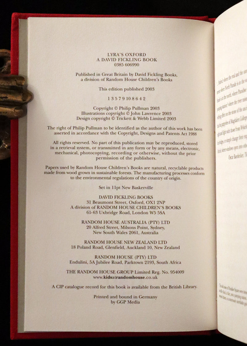 2003 Signed First Edition - LYRA'S OXFORD [His Dark Materials] by Philip Pullman. Illustrated.