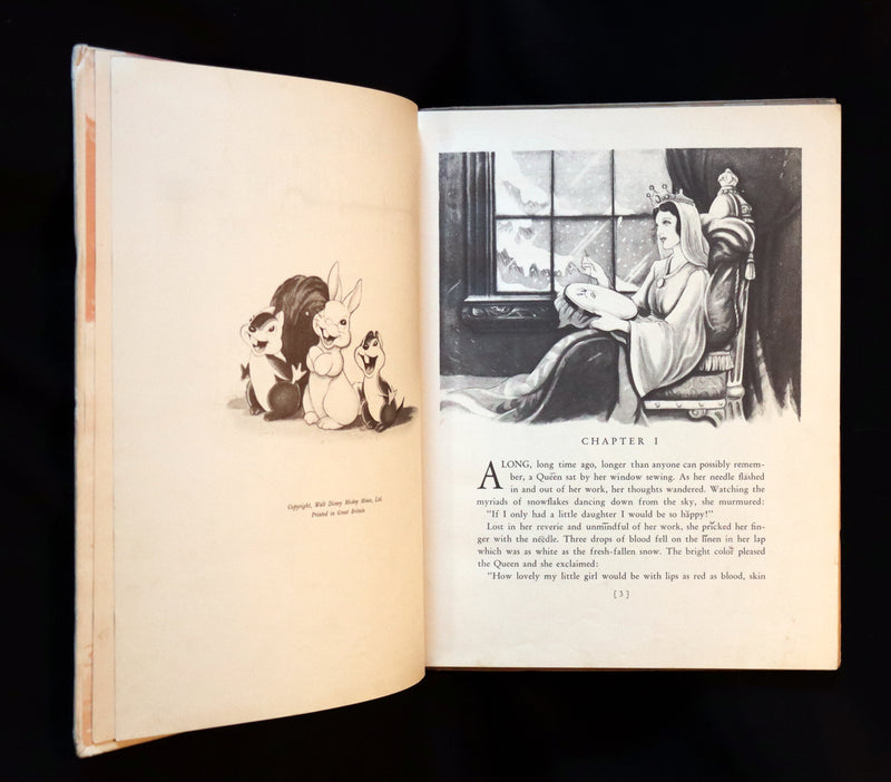 1938 Rare First UK Edition - Walt Disney SNOW WHITE and the Seven Dwarfs. Adapted from Grimm's Fairy Tales.