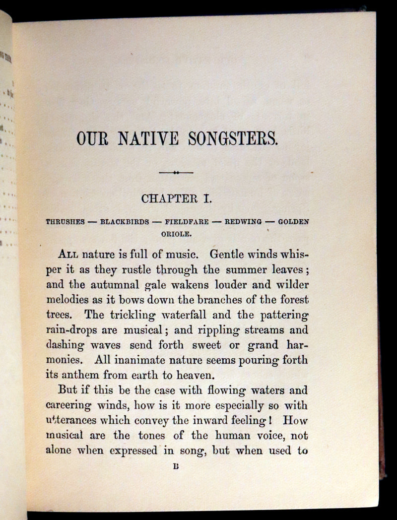 1899 Rare Ornithology Book ~ Our Native Songsters with 72 coloured plates by Anne Pratt.