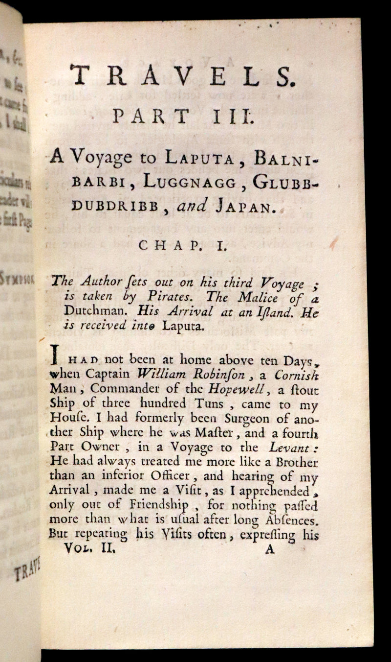 1779 Rare Book set - Gulliver's Travels Into Several Remote Nations of the World by Jonathan Swift.