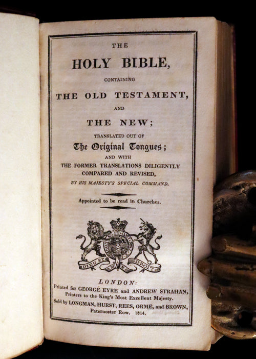 1814 Beautiful Binding - THE HOLY BIBLE, Containing the Old Testament, and the New.