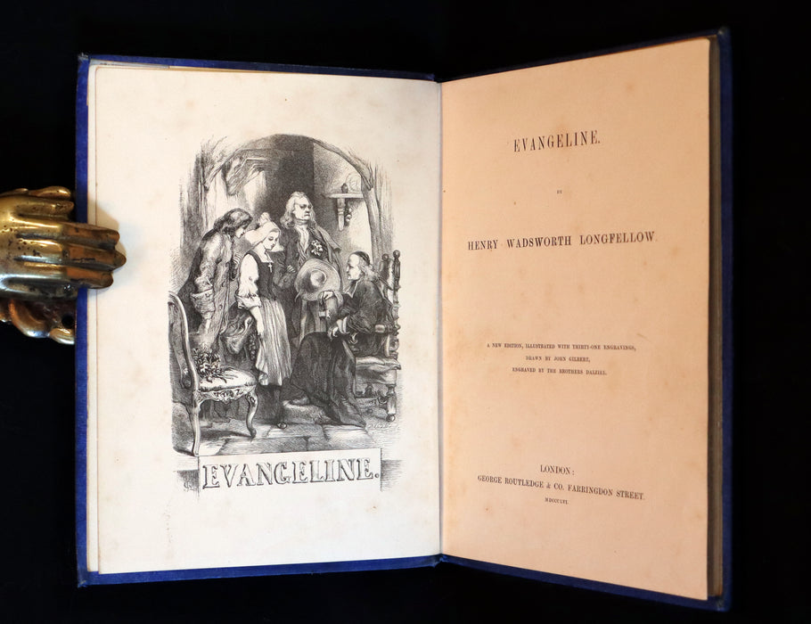 1856 Rare Victorian Book - EVANGELINE, A tale of Acadie by Henry Wadsworth Longfellow. Illustrated.