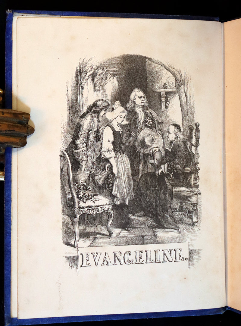 1856 Rare Victorian Book - EVANGELINE, A tale of Acadie by Henry Wadsworth Longfellow. Illustrated.