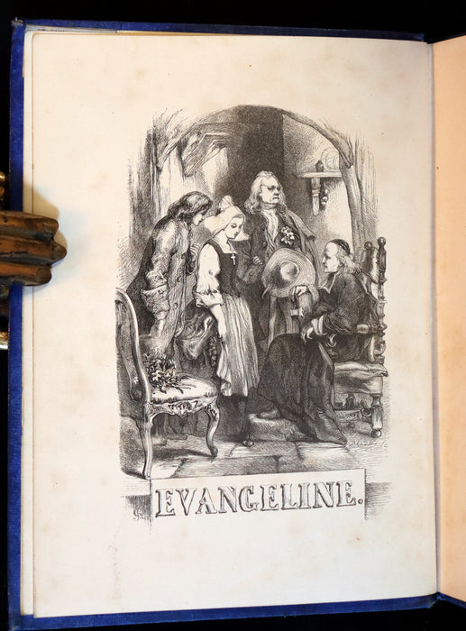 1856 Rare Victorian Book - EVANGELINE, A tale of Acadie by Henry Wadsworth Longfellow. Illustrated.