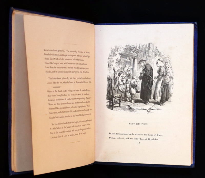 1856 Rare Victorian Book - EVANGELINE, A tale of Acadie by Henry Wadsworth Longfellow. Illustrated.