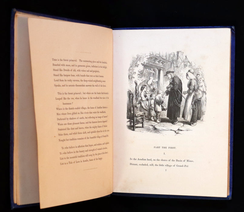 1856 Rare Victorian Book - EVANGELINE, A tale of Acadie by Henry Wadsworth Longfellow. Illustrated.