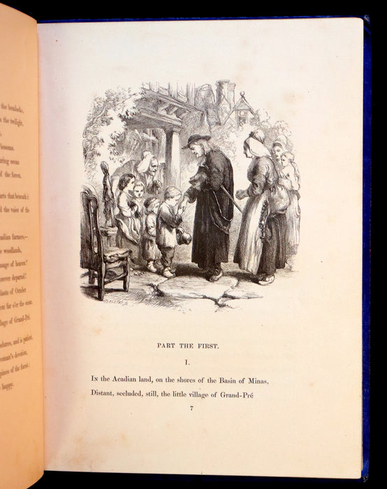 1856 Rare Victorian Book - EVANGELINE, A tale of Acadie by Henry Wadsworth Longfellow. Illustrated.