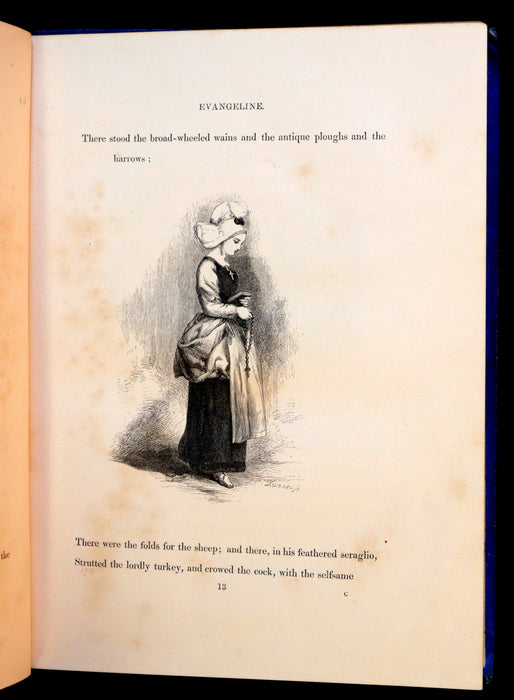 1856 Rare Victorian Book - EVANGELINE, A tale of Acadie by Henry Wadsworth Longfellow. Illustrated.