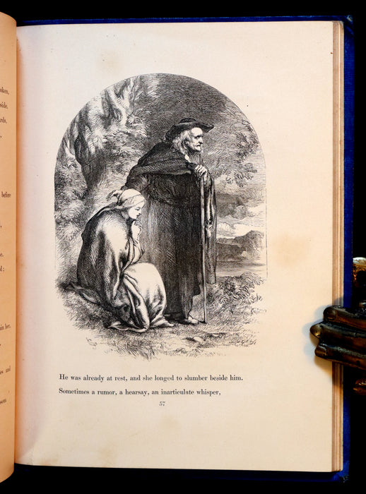 1856 Rare Victorian Book - EVANGELINE, A tale of Acadie by Henry Wadsworth Longfellow. Illustrated.