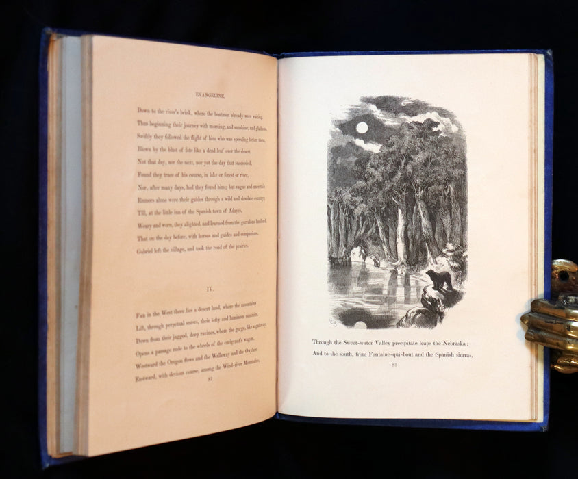 1856 Rare Victorian Book - EVANGELINE, A tale of Acadie by Henry Wadsworth Longfellow. Illustrated.