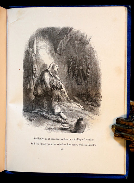 1856 Rare Victorian Book - EVANGELINE, A tale of Acadie by Henry Wadsworth Longfellow. Illustrated.