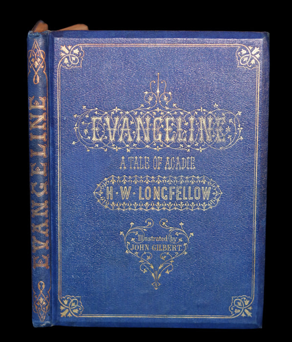 1856 Rare Victorian Book - EVANGELINE, A tale of Acadie by Henry Wadsworth Longfellow. Illustrated.