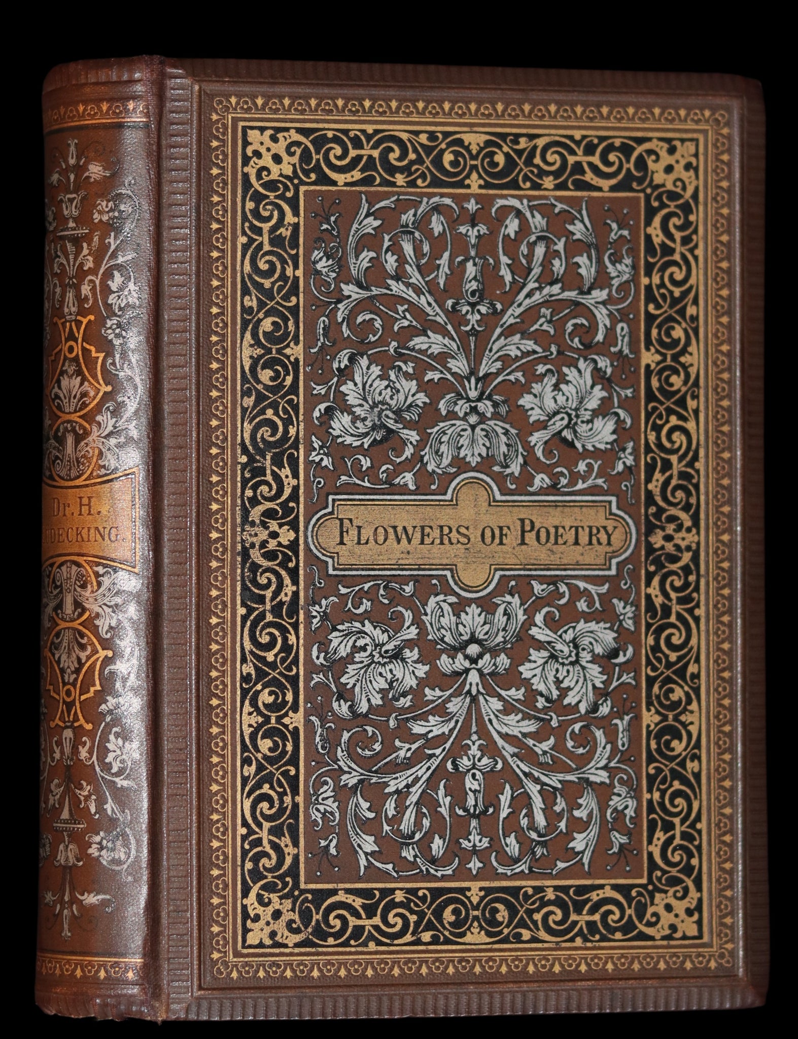 1884 Rare poetry Book - Flowers of Poetry. A Selection of English Poems by Dr. Heinrich Lüdecking. Illustrated.
