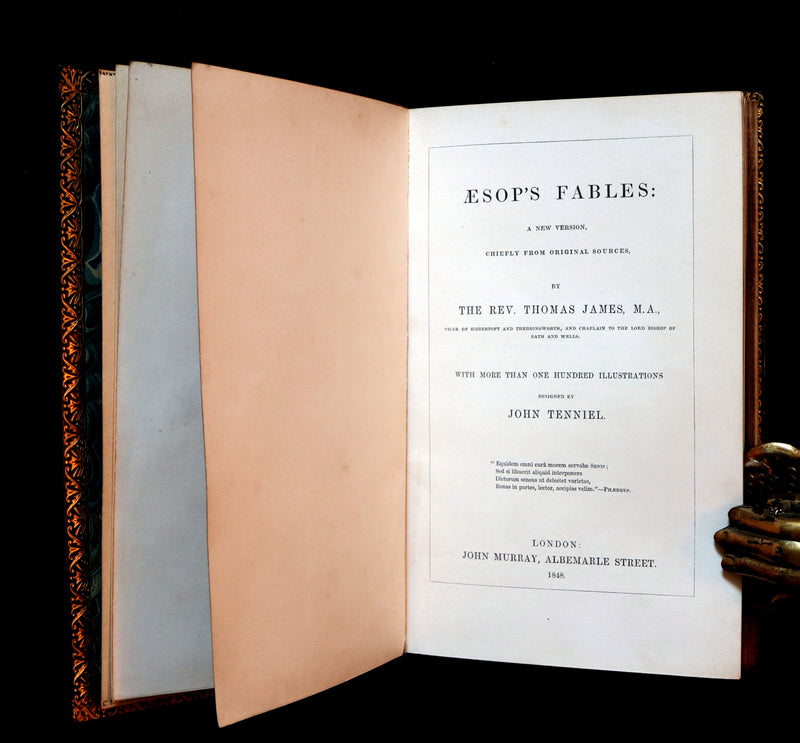 1848 Rare First Edition bound by Bayntun - AESOP'S FABLES illustrated by John TENNIEL.