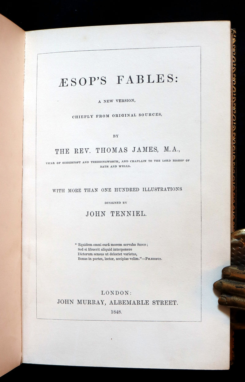 1848 Rare First Edition bound by Bayntun - AESOP'S FABLES illustrated by John TENNIEL.