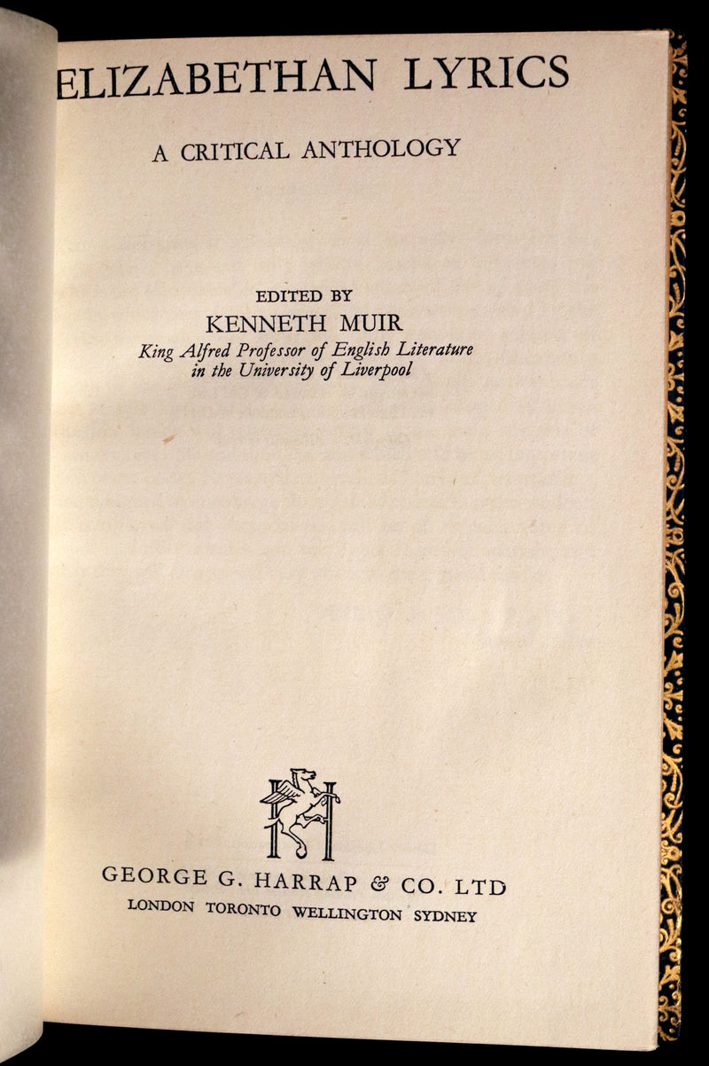 1952 First Edition bound by Bayntun - Elizabethan Lyrics, Lutanist, Plays & Masques Songs.