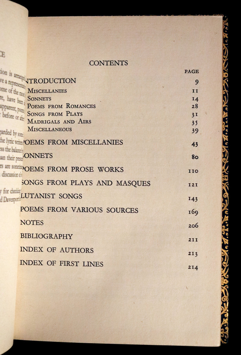 1952 First Edition bound by Bayntun - Elizabethan Lyrics, Lutanist, Plays & Masques Songs.