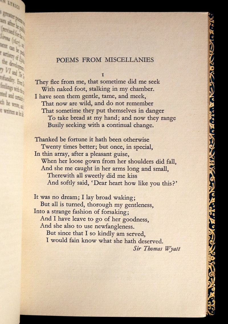 1952 First Edition bound by Bayntun - Elizabethan Lyrics, Lutanist, Plays & Masques Songs.