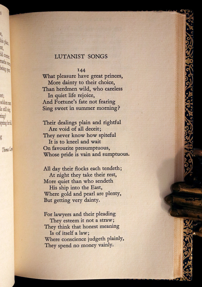 1952 First Edition bound by Bayntun - Elizabethan Lyrics, Lutanist, Plays & Masques Songs.