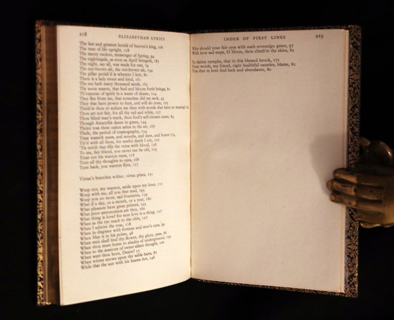 1952 First Edition bound by Bayntun - Elizabethan Lyrics, Lutanist, Plays & Masques Songs.