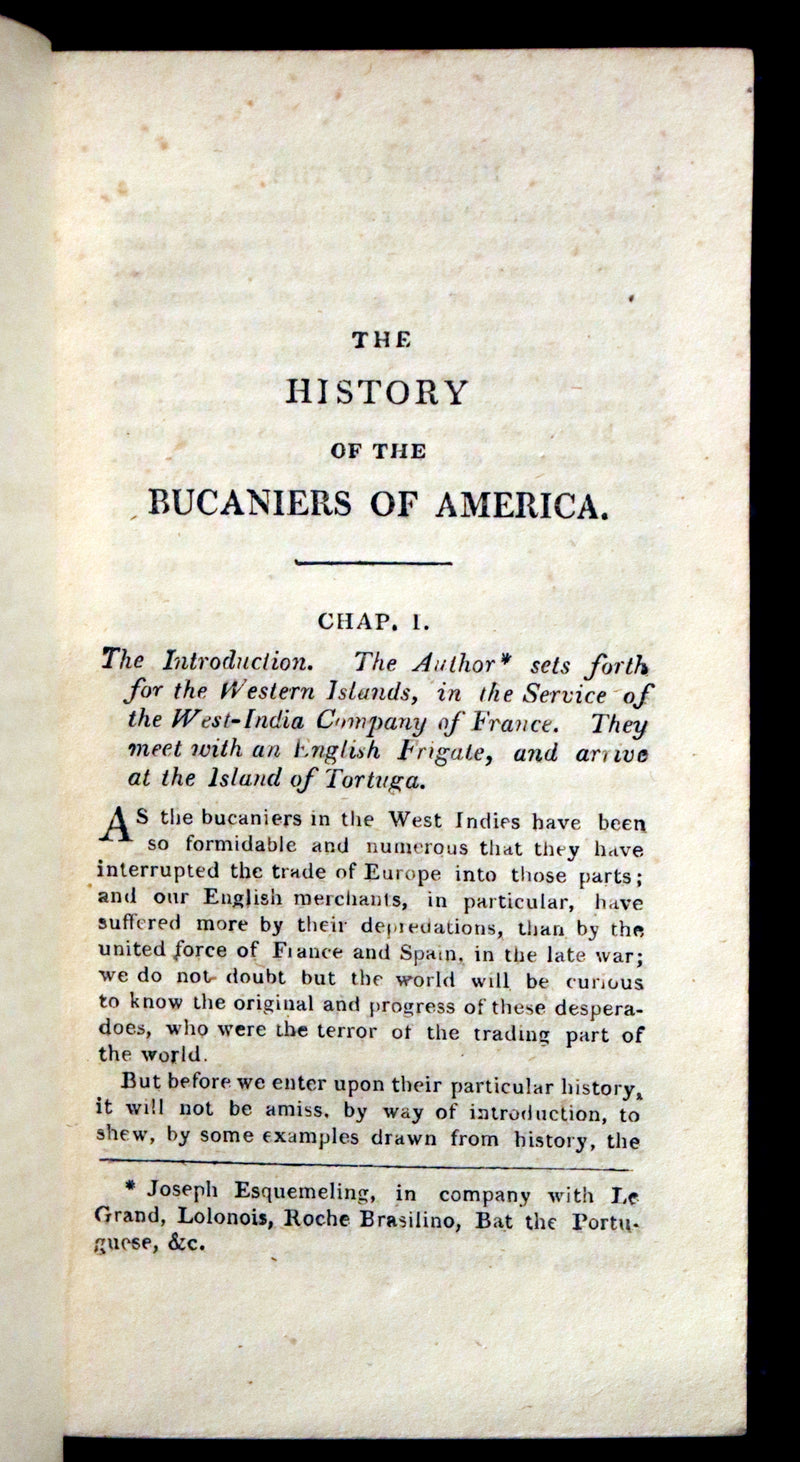 1810 Scarce Book - HISTORY OF THE BUCANIERS (BUCCANIERS) OF AMERICA, PIRATES.