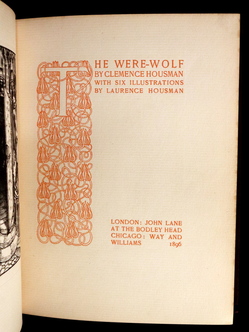 1896 Rare First Edition Book on Werewolves - THE WERE-WOLF by Clemence Housman. Illustrated.