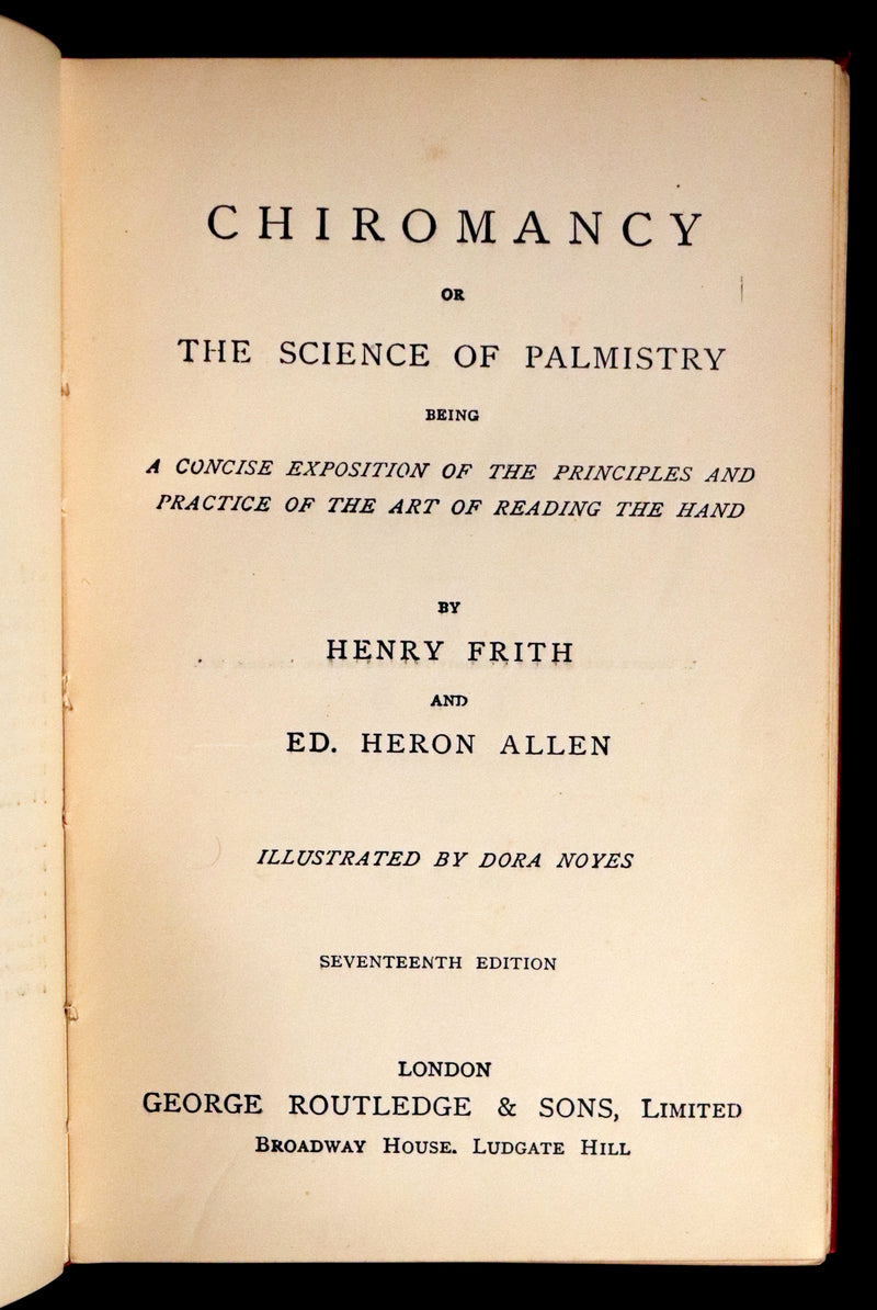 1900 Scarce CHIROMANCY Book -  The Science of Palmistry by Henry Frith. Illustrated.