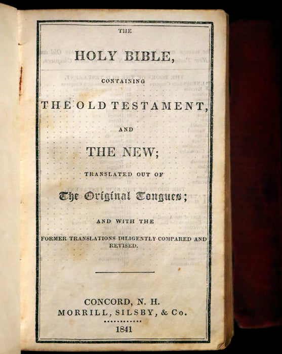 1841 Scarce Pocket Book - Concord, New Hampshire - HOLY BIBLE - Old & New Testament.