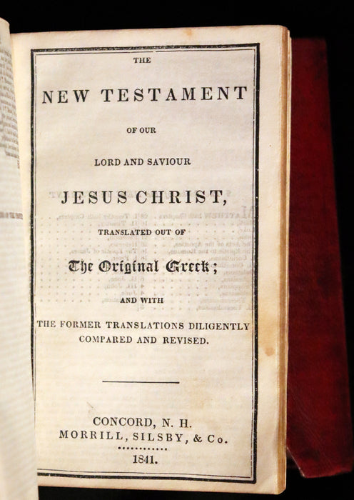 1841 Scarce Pocket Book - Concord, New Hampshire - HOLY BIBLE - Old & New Testament.