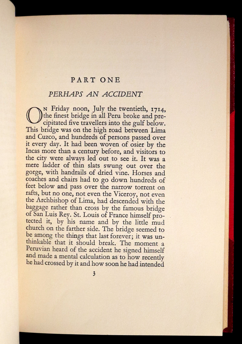 1929 Rare 1stED bound by Bayntun - The Bridge of San Luis Rey illustrated by Clare Leighton.