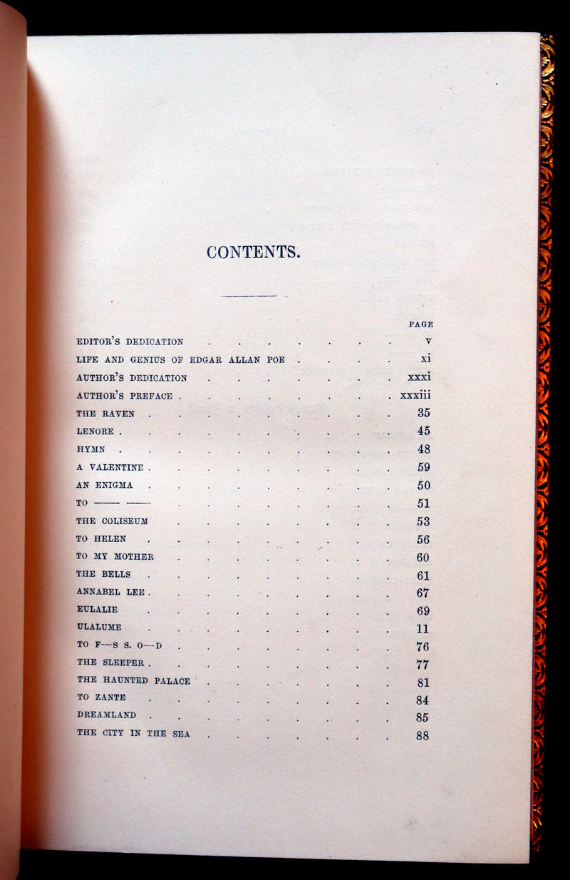 1852 Fine Bayntun Binding - The Poetical Works of EDGAR ALLAN POE. Illustrated.