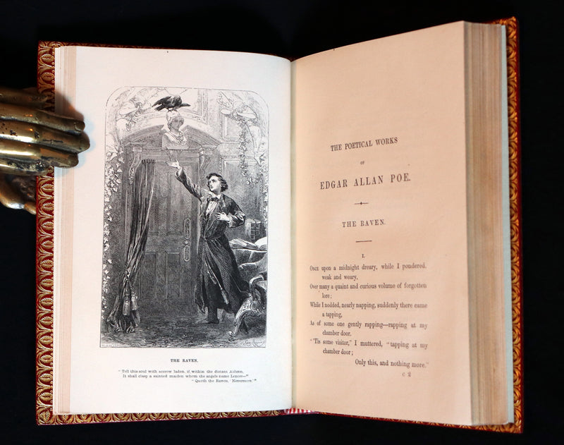 1852 Fine Bayntun Binding - The Poetical Works of EDGAR ALLAN POE. Illustrated.