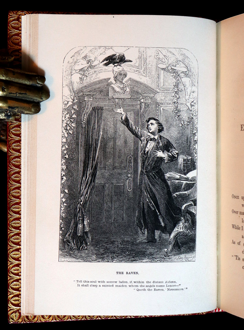 1852 Fine Bayntun Binding - The Poetical Works of EDGAR ALLAN POE. Illustrated.