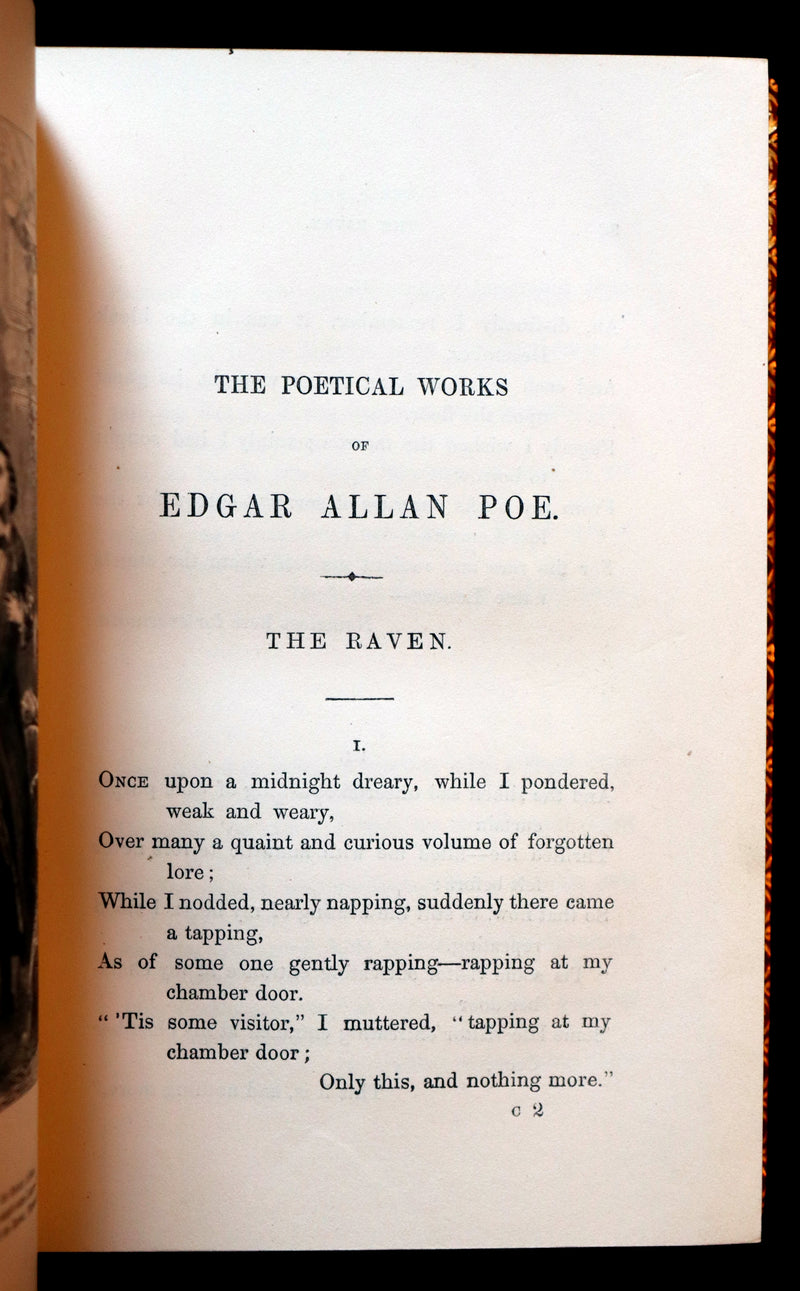 1852 Fine Bayntun Binding - The Poetical Works of EDGAR ALLAN POE. Illustrated.