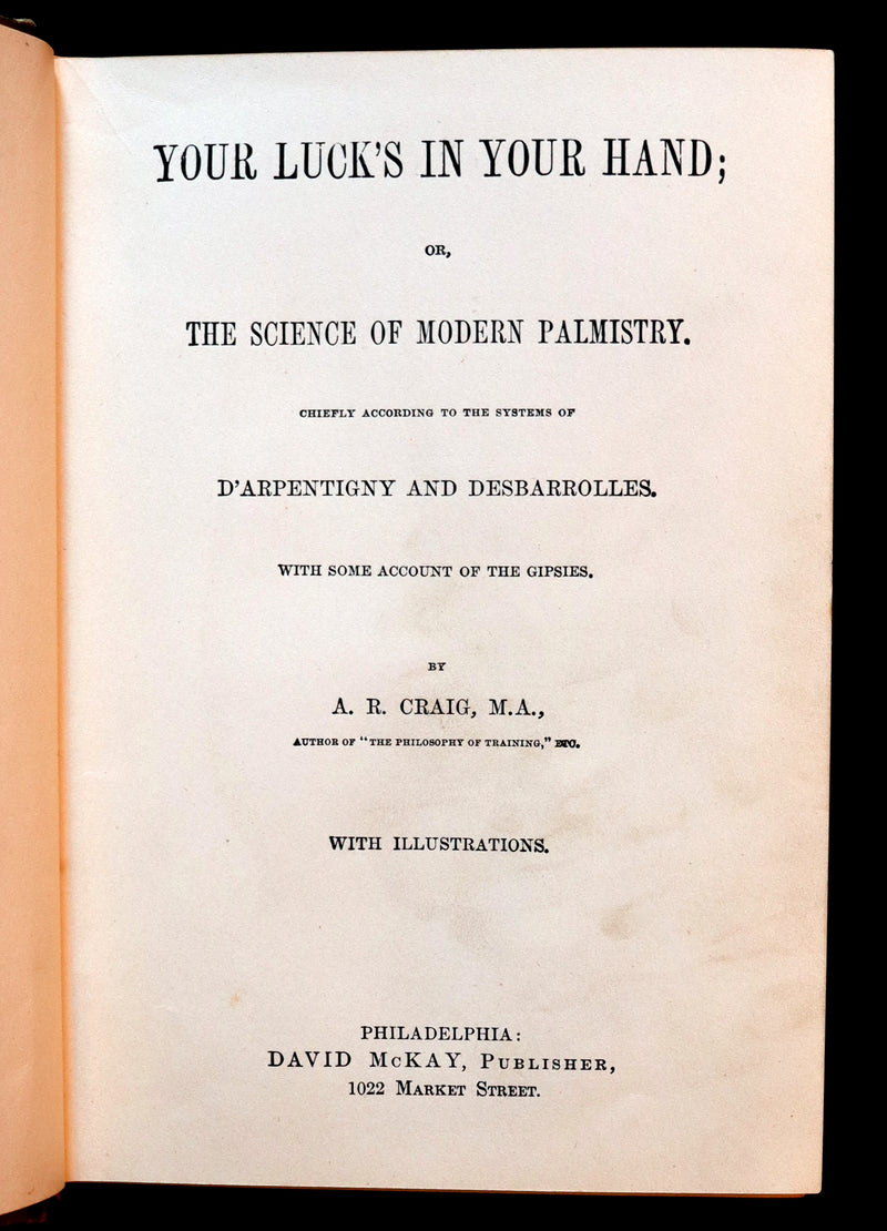 1880 Scarce Book - Your Luck's in your Hand, PALMISTRY with some account of the Gipsies