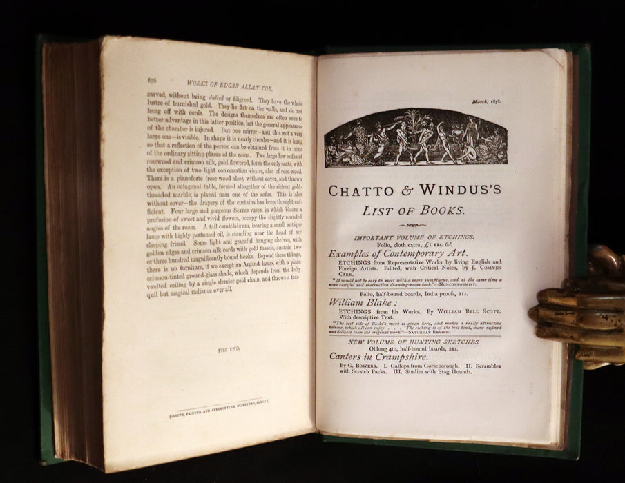 1872 Scarce Book - WORKS OF EDGAR ALLAN POE. First Edition with a Study on his Life & Writings by CHARLES BAUDELAIRE.