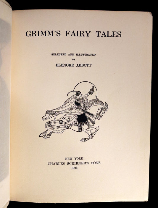 1926 Rare Book ~ Grimm's Fairy Tales Selected and Illustrated by Elenore Abbott.