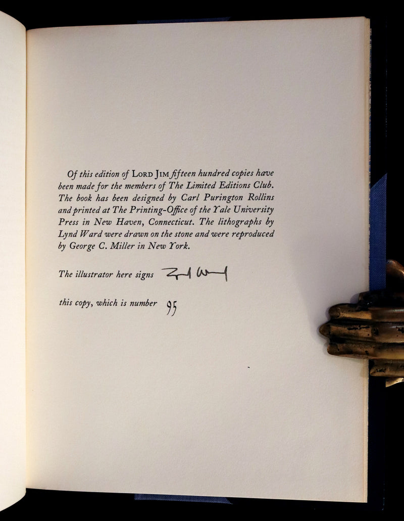 1959 Limited Book bound by Bayntun - Lord Jim by Joseph Conrad. First illustrated Edition by Lynd Ward.