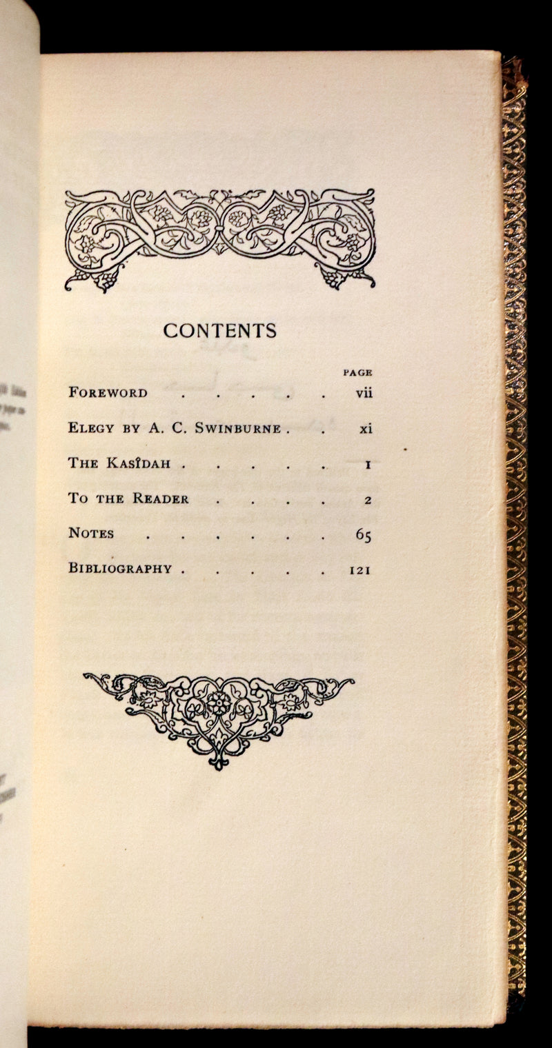 1923 Rare Limited Edition bound in Morocco - Richard Burton's KASÎDAH Of Haji Abdu El-Yezdi.