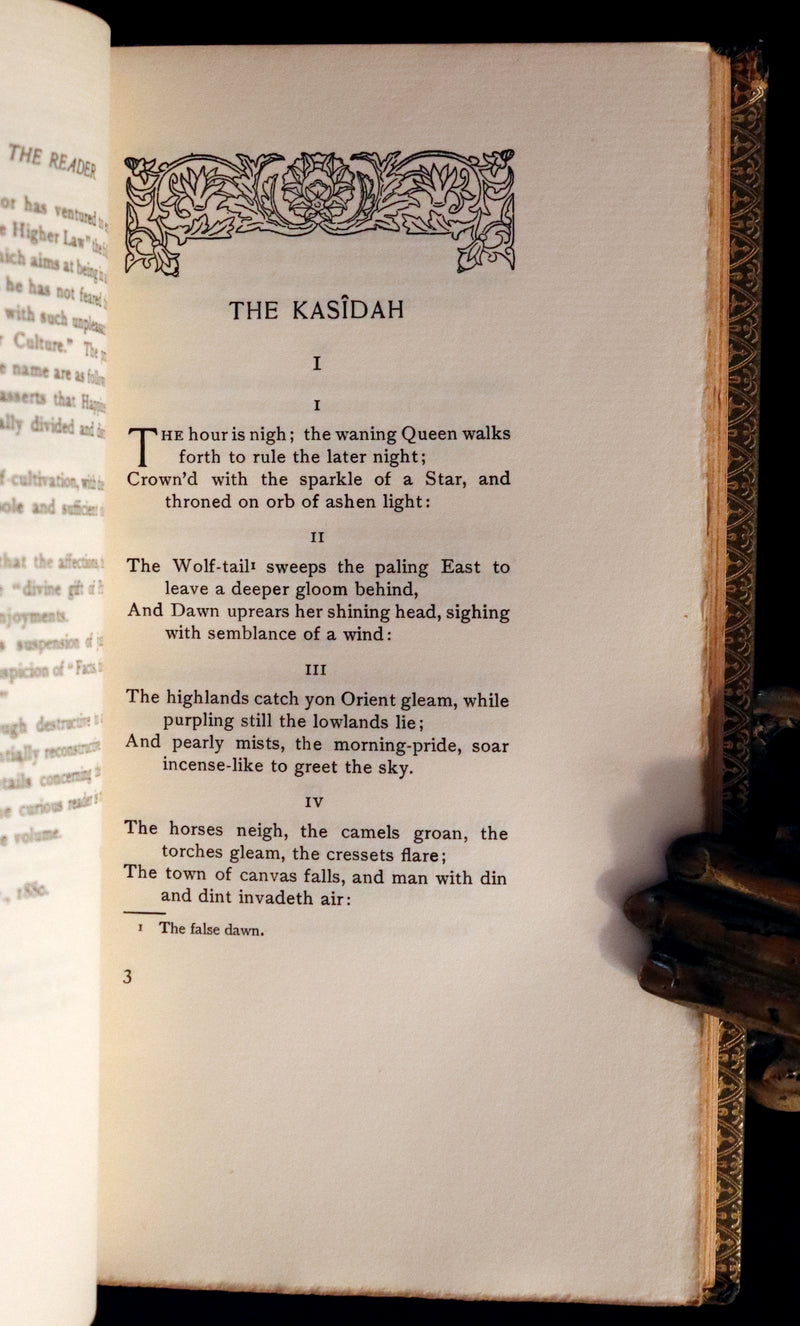 1923 Rare Limited Edition bound in Morocco - Richard Burton's KASÎDAH Of Haji Abdu El-Yezdi.