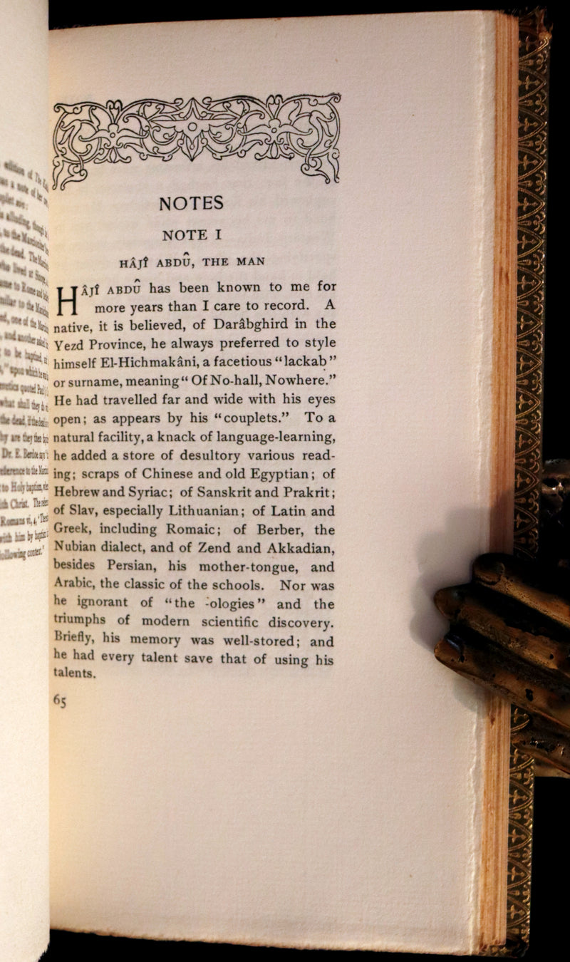 1923 Rare Limited Edition bound in Morocco - Richard Burton's KASÎDAH Of Haji Abdu El-Yezdi.