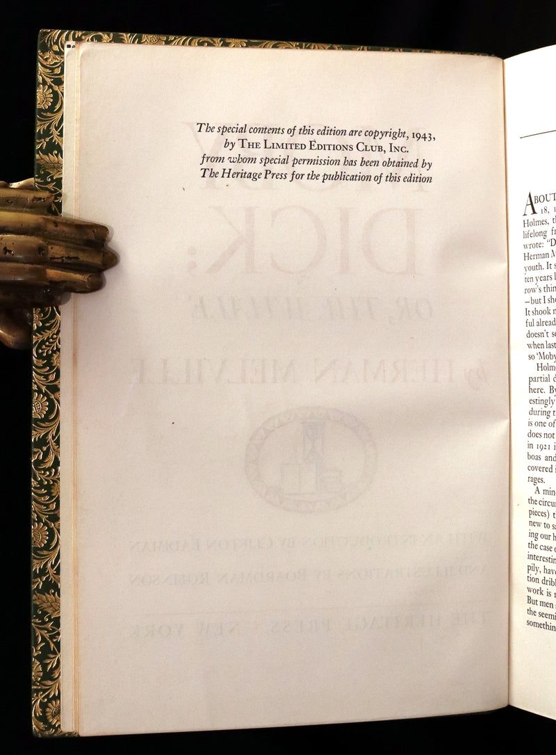 1943 Fine BAYNTUN Binding - MOBY DICK or The Whale by Melville, illustrated by Boardman Robinson.