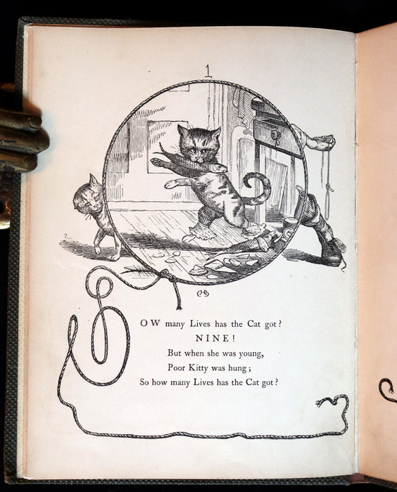 1863 Scarce First Edition - THE NINE LIVES OF A CAT - Tale of Wonder illustrated by Charles H. Bennett.