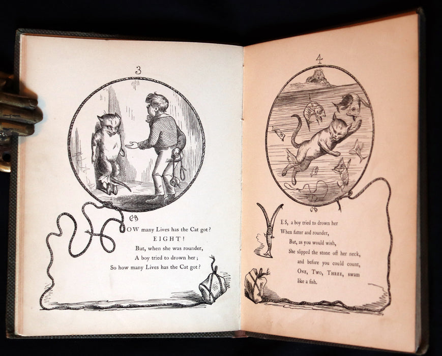 1863 Scarce First Edition - THE NINE LIVES OF A CAT - Tale of Wonder illustrated by Charles H. Bennett.